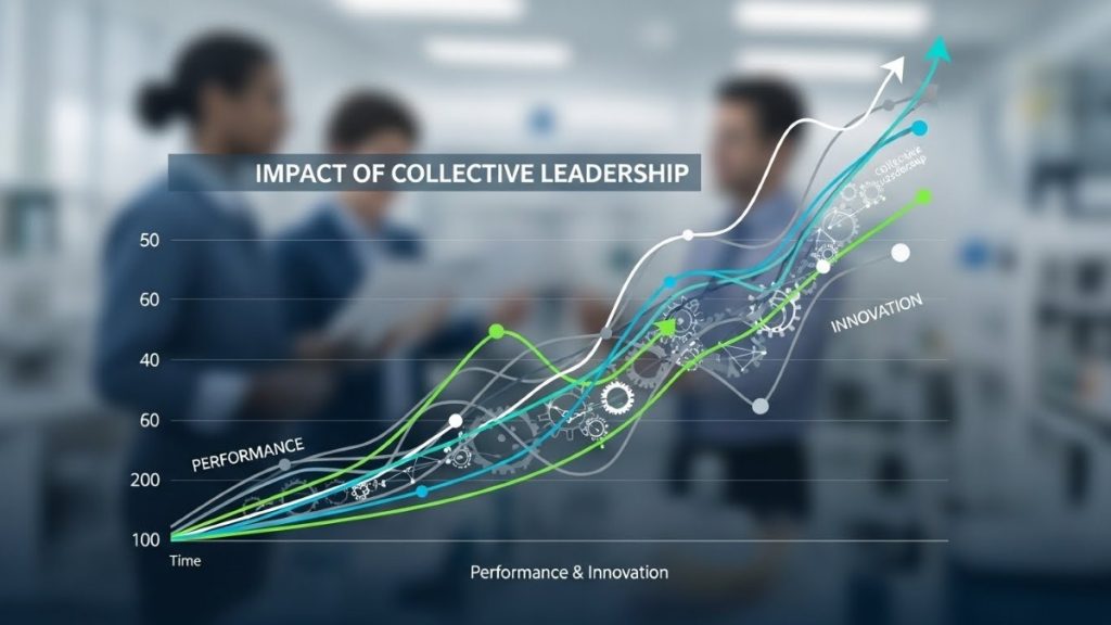 Graph showing rising performance and innovation under collective leadership.